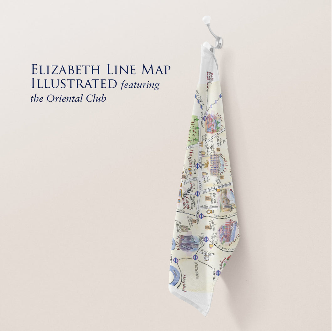 Oriental Club on Elizabeth Line Tea Towel